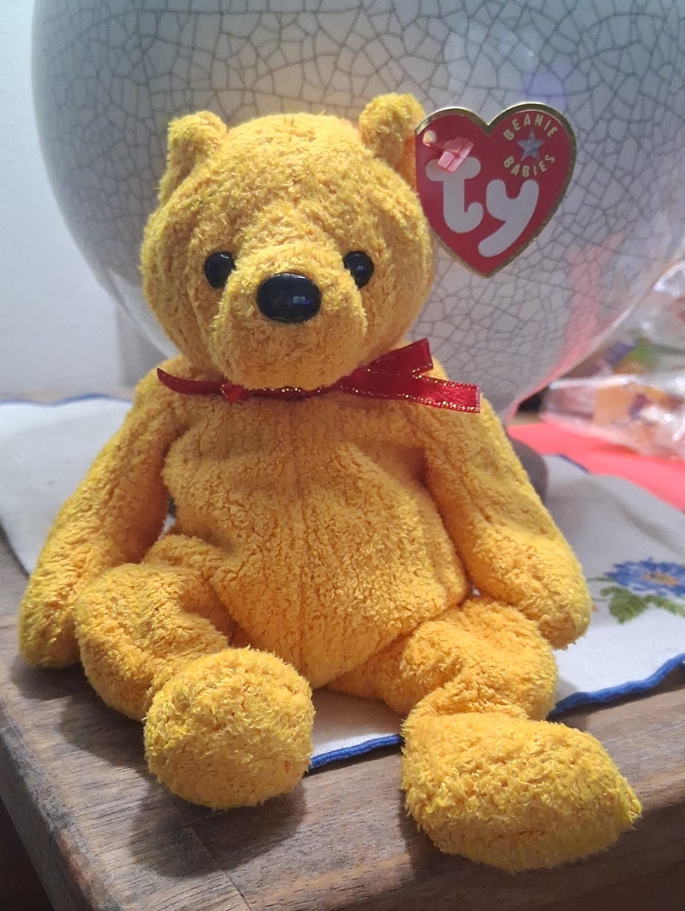 Vintage 2001 Ty Beanie Baby "Poopsie" Yellow Bear